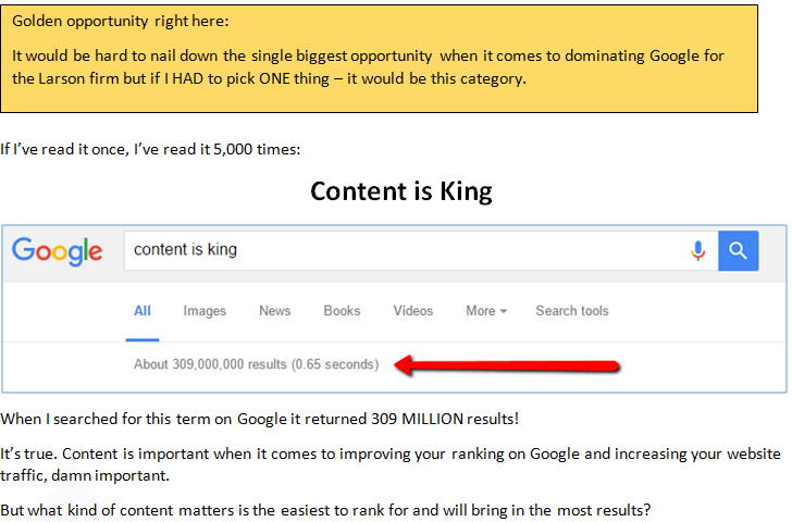 content is king - 7,716 Words on What Will Make Larson & Brown #1 on Google