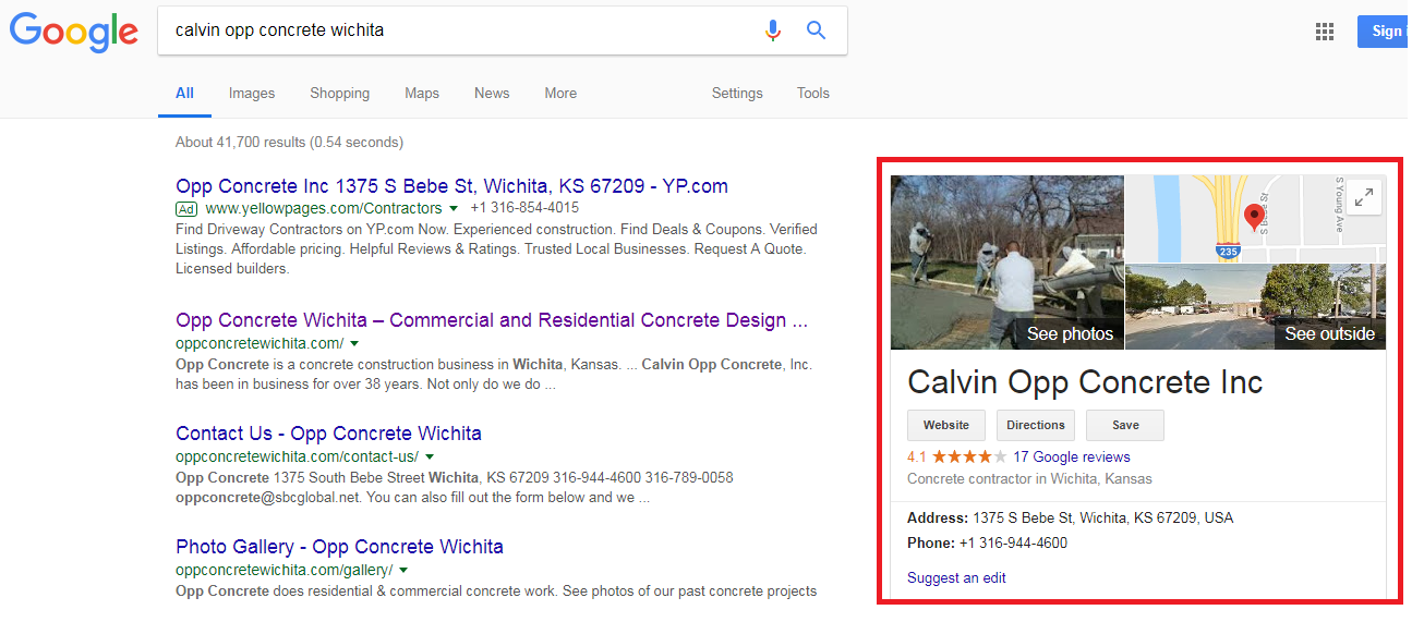 2 4 - Step-by-step guide to increase the website traffic, online visibility and Google rankings for Calvin Opp Concrete