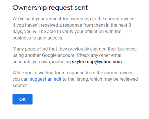 Claiming Request - Locked Out of Your Google Profile?